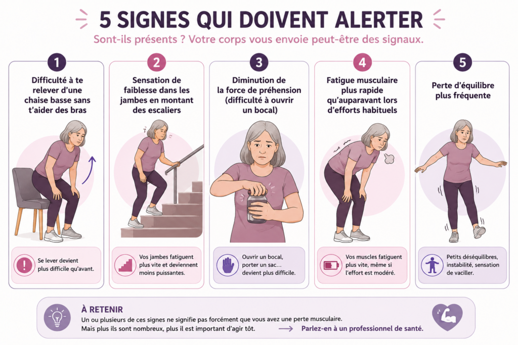 sarcopénie, les 5 signes qui doivent alerter