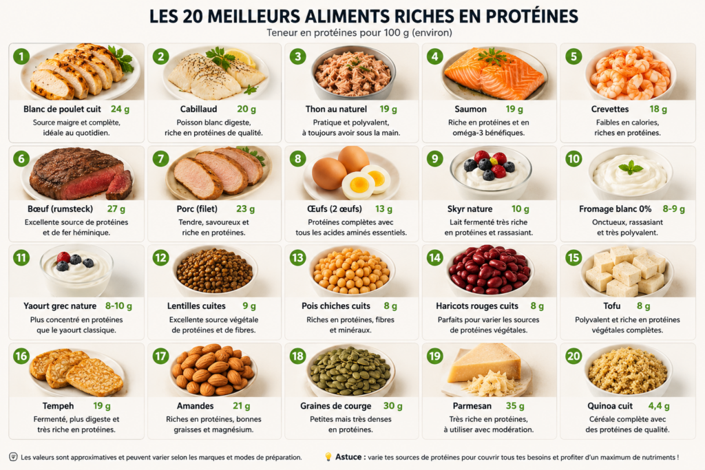 les 20 meilleurs aliments riches en protéines