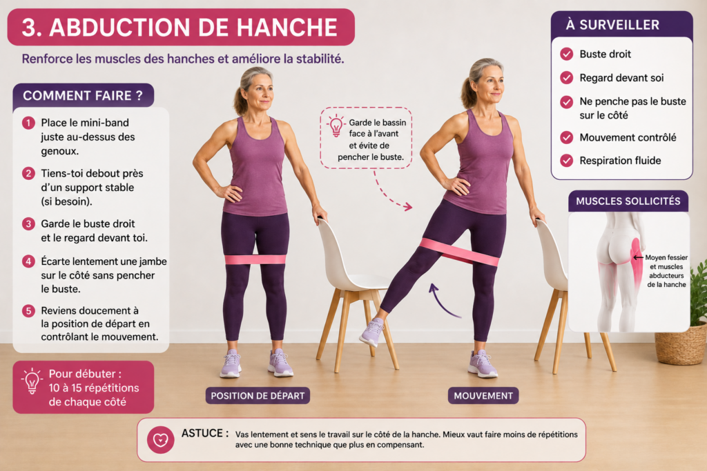 Abduction de hanche avec mini-band