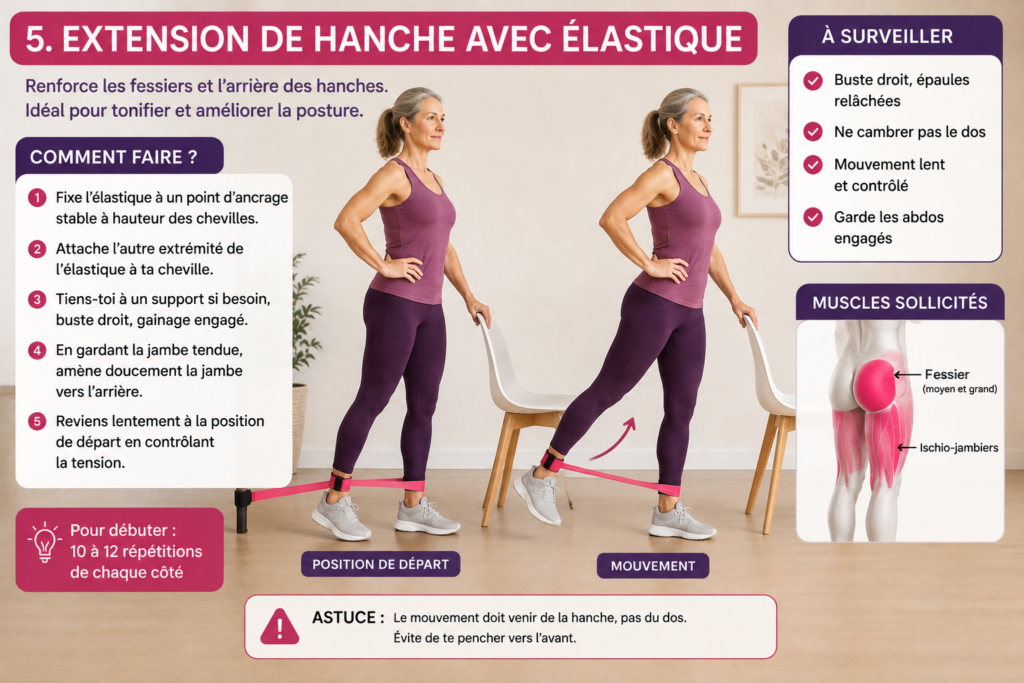 Extension de hanche avec élastique